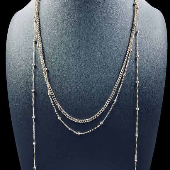 Ettika Layered Gold Tone‎ Beaded Chain Necklace Adjustable Minimalist Boho Chic - Picture 4 of 9